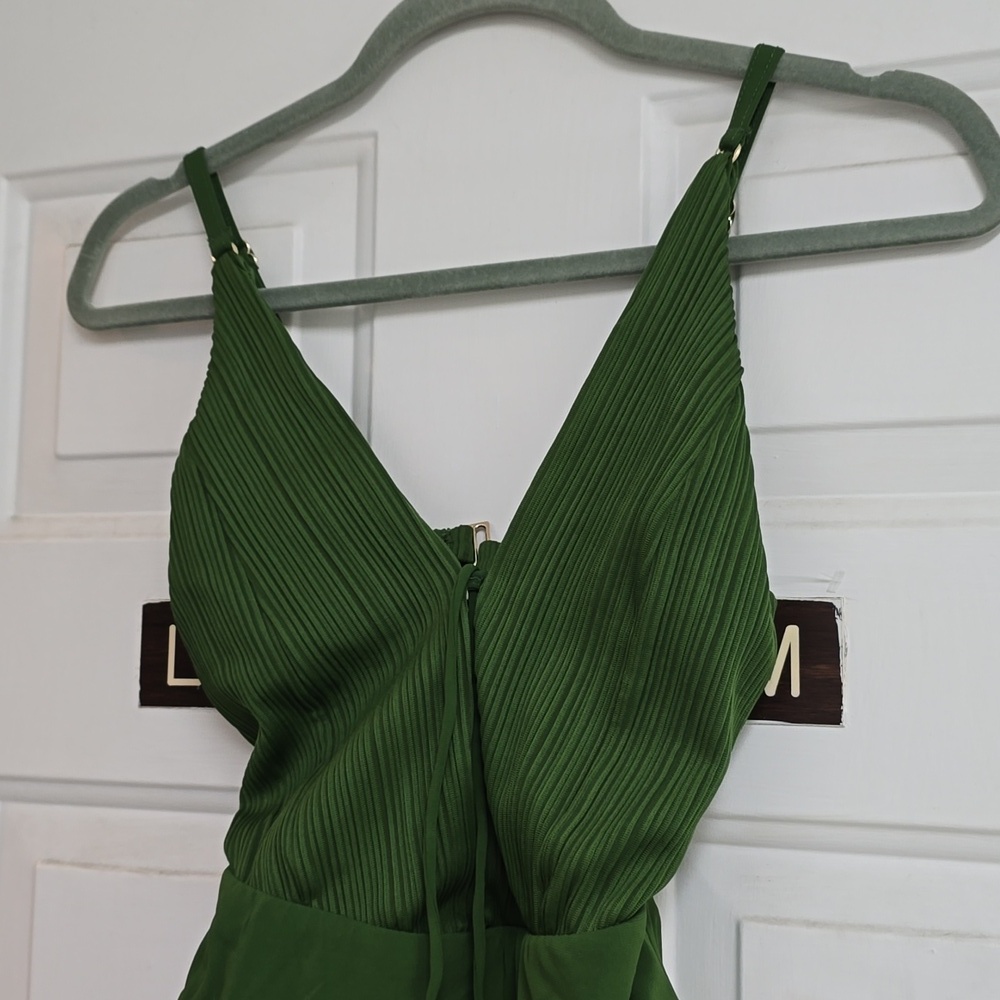 New Robin Piccone Green One Piece Swimsuit Womens 2 Lily Basil Cutout Ribbed - Picture 3 of 11